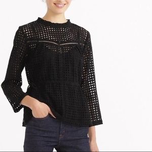 J. Crew Point Sur Eyelet Tie Waist Blouse